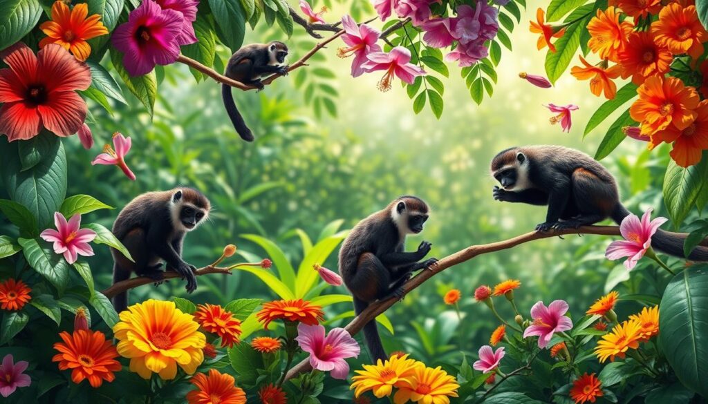 list of flowers that capuchin monkeys eat