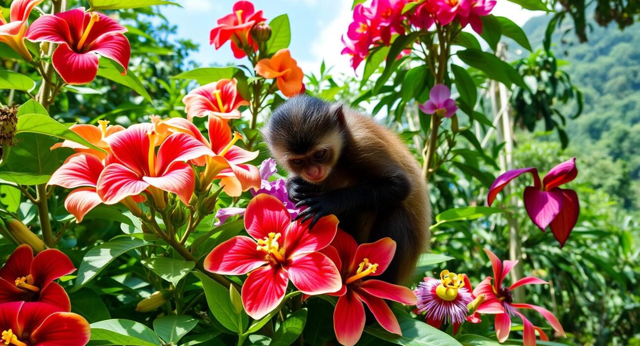 list of flowers that capuchin monkeys eat