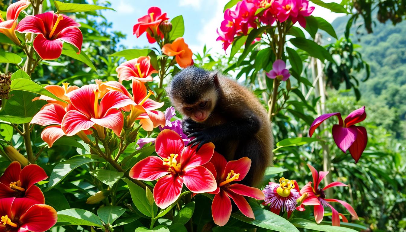 list of flowers that capuchin monkeys eat